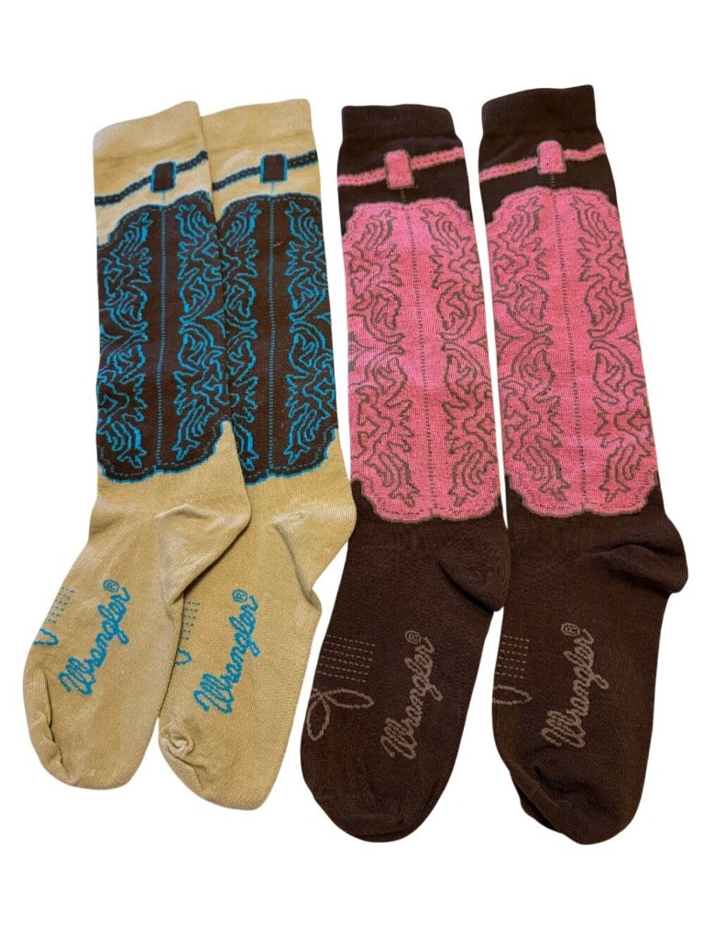 2-Pair Wrangler Wild West Cowgirl Boot High Knee Socks Ladies Size M (NWOT)